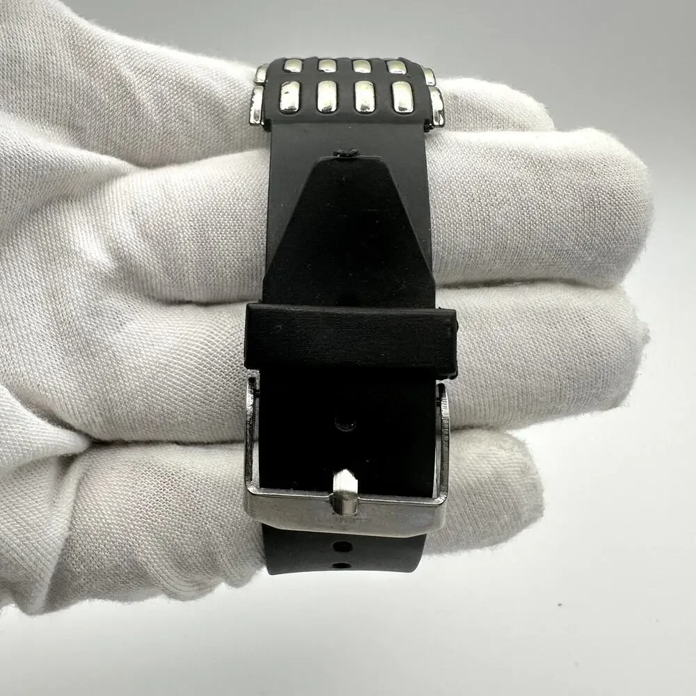 Element New York Quartz Tonneau Watch Silver Case Black Rubber Strap